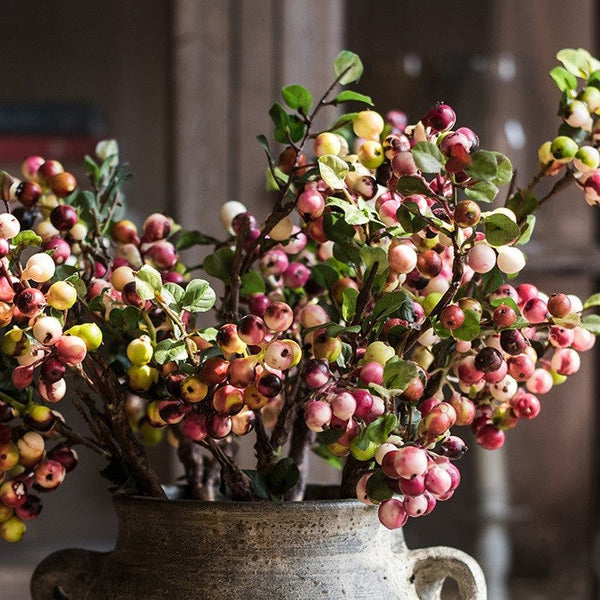 Cranberry Fruit Branch, Flower Arrangement Ideas for Living Room, Unique Artificial Flowers for Home Decoration, Spring Artificial Floral for Bedroom-HomePaintingDecor