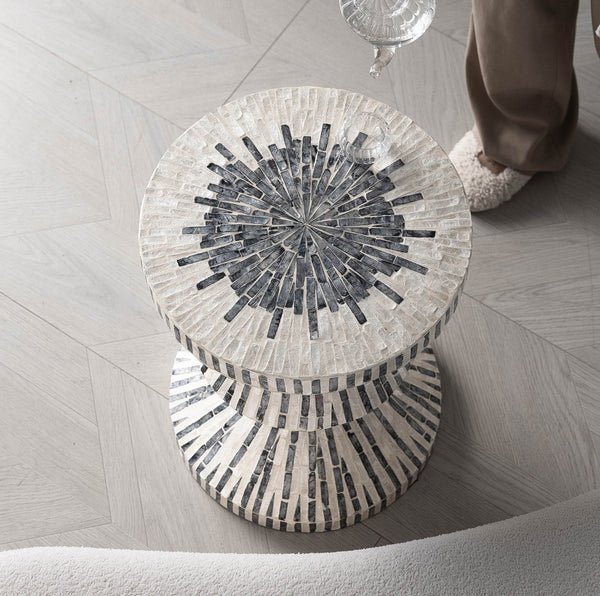Shell Small Sofa Side Table, Bedside Small Side Table, Portable Casual Side Table, Contemporary Round Side Table, Creative Coffee Table-HomePaintingDecor