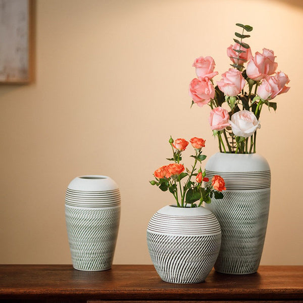 Pottery Flower Vases Urn, Modern Bouquet Flower Vases, Centerpiece on Dining Table, Large Flower Vase on Table, Handmade Water Holding Flower Vases-HomePaintingDecor