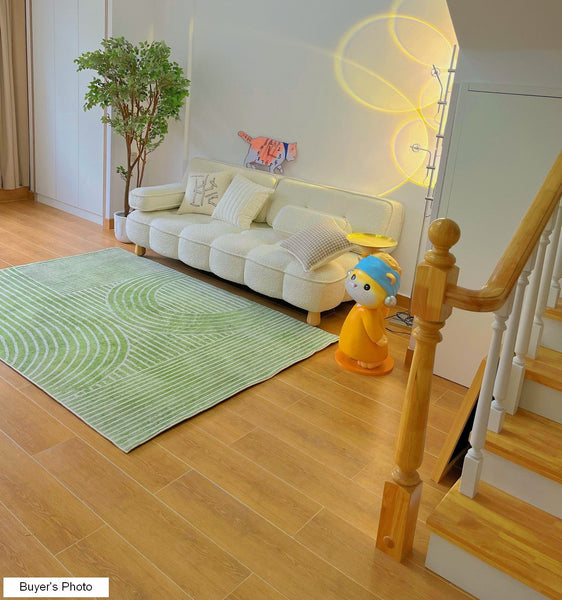 Dining Room Modern Rugs, Modern Living Room Rugs, Green Thick Soft Modern Rugs for Living Room, Contemporary Rugs for Bedroom-HomePaintingDecor
