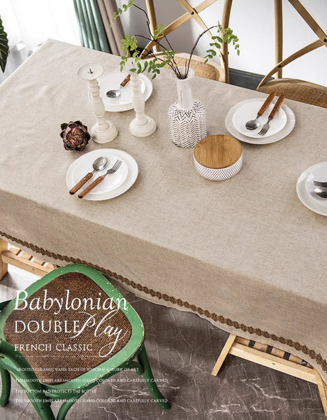 Large Rectangle Table Cover for Dining Room Table, Modern Table Cloth, Cotton and Linen Tablecloth for Home Decoration, Square Tablecloth for Round Table-HomePaintingDecor