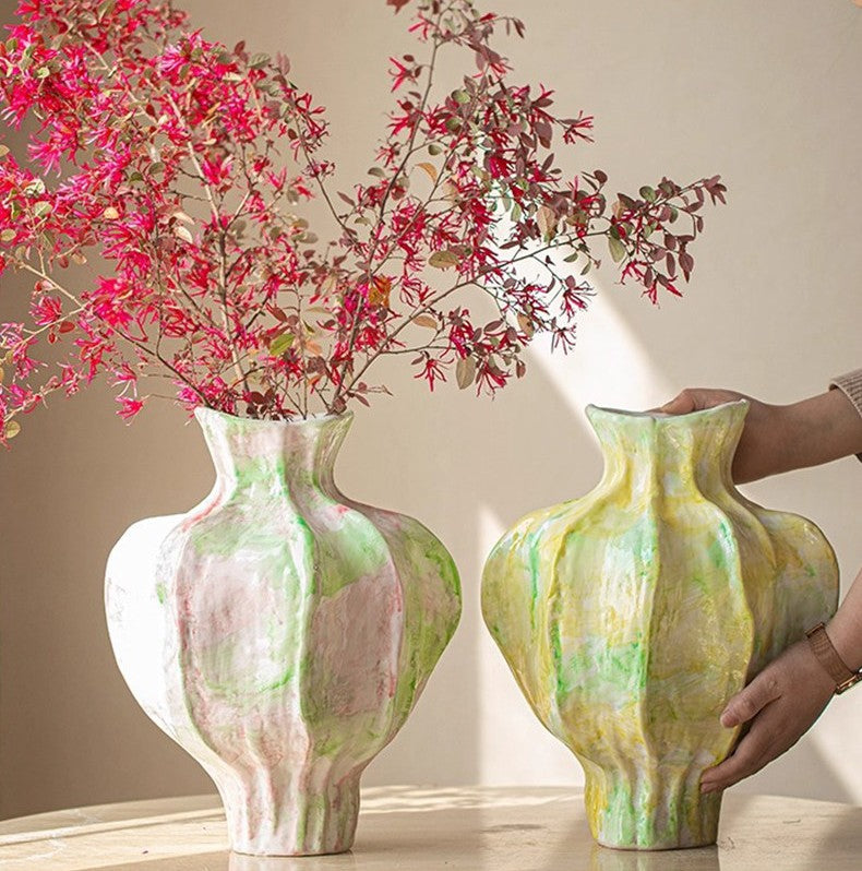 Centerpiece Ceramic Bouquet Vases, Handmade Modern Flower Vase Artistic Centerpiece