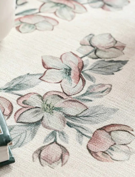 Extra Large Modern Tablecloth, Peach Blossom Table Cover, Rectangular Tablecloth for Dining Table, Square Linen Tablecloth for Coffee Table-HomePaintingDecor