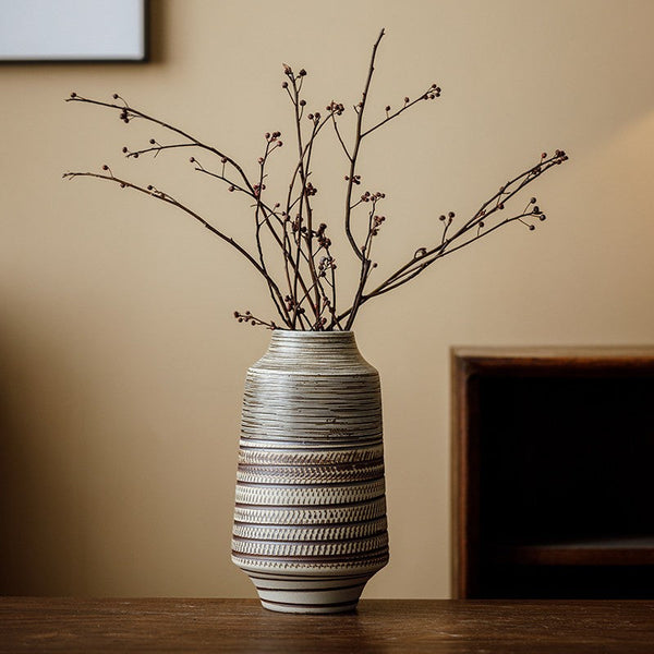 Centerpiece on Dining Table, Handmade Pottery Flower Vases Urn, Modern Bouquet Flower Vases, Water Holding Flower Vases, Large Flower Vase on Table-HomePaintingDecor