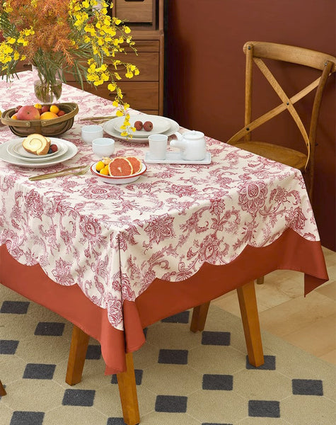 Extra Large Rectangle Tablecloth for Dining Room Table, Country Farmhouse Tablecloth, Flowers Pattern Rustic Table Covers for Kitchen, Square Tablecloth for Round Table-HomePaintingDecor