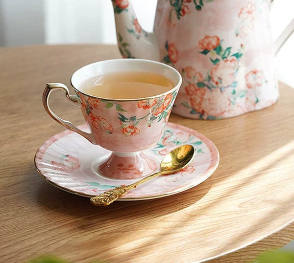 Luxury Tea Cup with Saucer, Elegant Coffee Cup, Porcelain Tea cups, Ceramic Tea Cup Set, British Tea Cup Set, Afternoon Tea Cup with Saucer Set-HomePaintingDecor