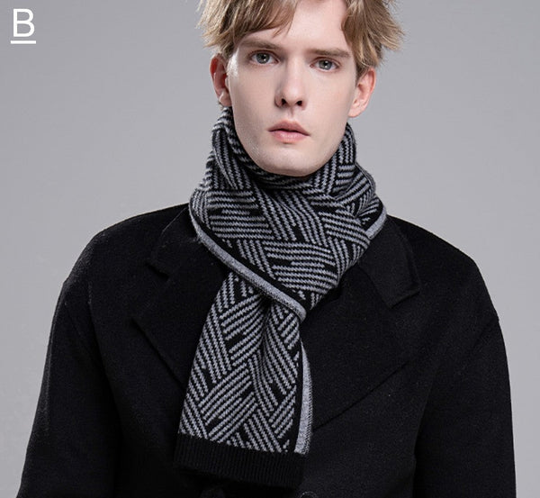 Gray Wool Scarf for Gentleman, Red Thick Wool Scarf, Business Formal Men Scarf Styles, Men's Winter Scarf, Casual Scarf Men, Men's Wool Scarf Winter, Fashion Scarf-HomePaintingDecor