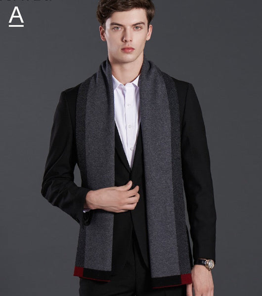 Fashion Scarf, Simple Business Formal Men Scarf Styles, Beige Thick Wool Scarf, Wool Scarf for Gentleman, Men's Winter Scarf, Casual Scarf Men, Men's Wool Scarf Winter-HomePaintingDecor