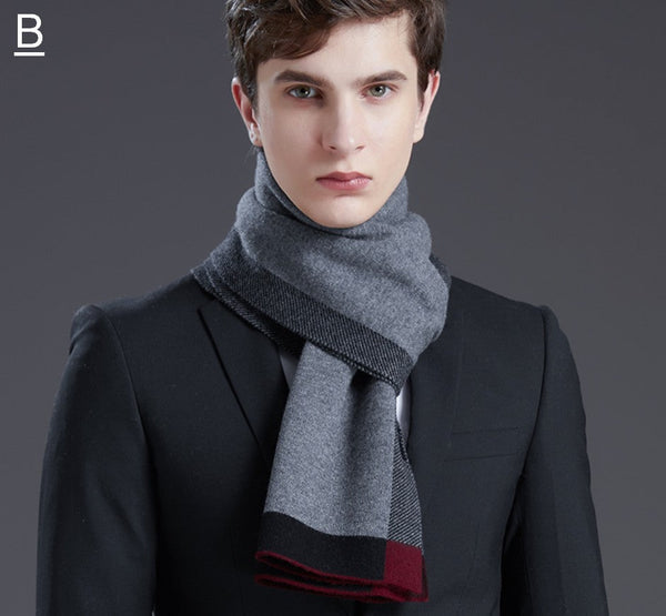 Beige Business Formal Men Scarf Styles, Gray Thick Wool Scarf, Wool Scarf for Gentleman, Men's Winter Scarf, Casual Scarf Men, Men's Wool Scarf Winter, Red Fashion Scarf-HomePaintingDecor