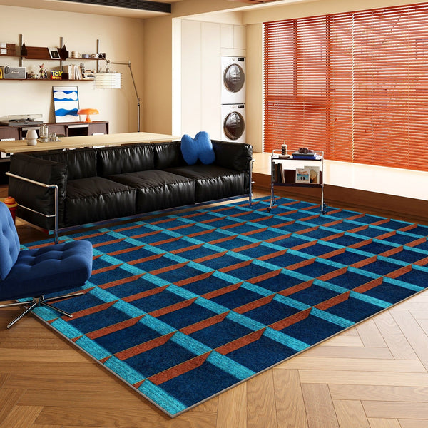 Bedroom Modern Floor Carpet, Blue Modern Rug Designs, Mid Century Modern Rugs, Contemporary Modern Rugs for Dining Room, Living Room Rug Ideas-HomePaintingDecor