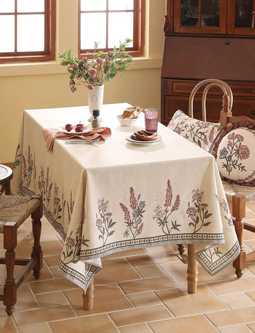 Extra Large Modern Tablecloth, Spring Flower Rustic Table Cover, Beautiful Rectangle Tablecloth for Dining Table, Square Linen Tablecloth for Coffee Table