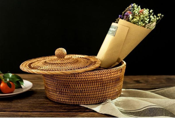 Indonesia Woven Storage Basket, Small Food and Snacks Basket, Kitchen Storage Basket, Storage Basket for Dining Room-HomePaintingDecor