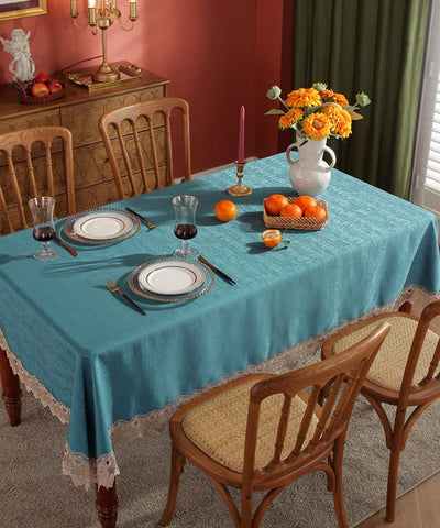 Table Cover for Dining Room Table, Green Lace Tablecloth for Home Decoration, Large Modern Rectangle Tablecloth, Square Tablecloth for Round Table-HomePaintingDecor