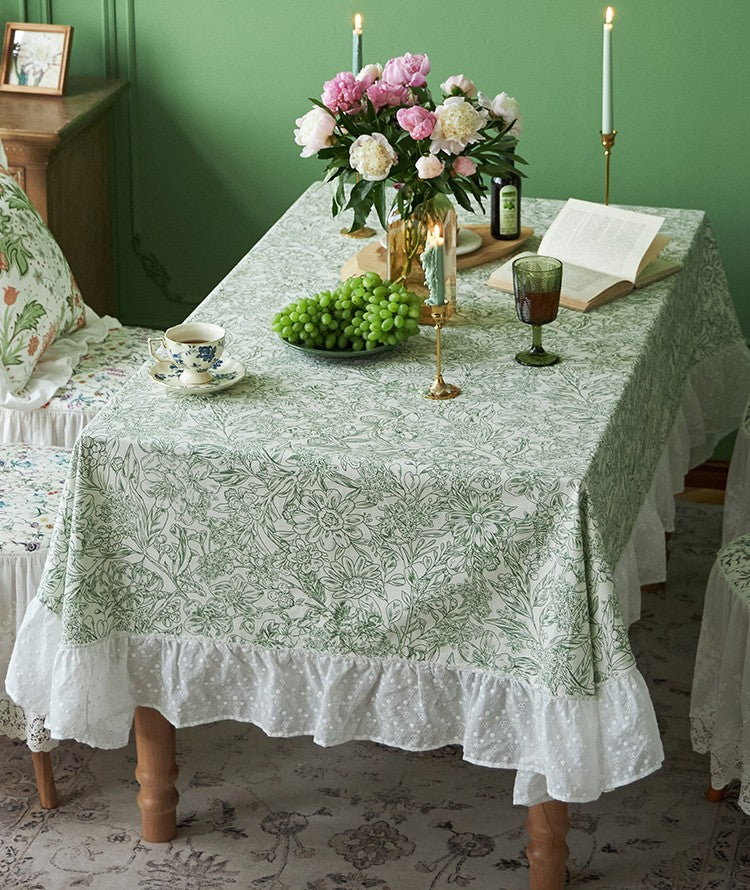 Natural Spring Farmhouse Table Cloth, Extra Large Rectangle Tablecloth for Dining Room Table, Flower Pattern Cotton Tablecloth, Square Tablecloth for Round Table-HomePaintingDecor
