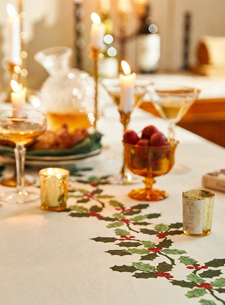 Modern Rectangle Tablecloth for Dining Room Table, Flower Pattern Tablecloth for Home Decoration, Square Tablecloth, Farmhouse Table Cloth, Christmas Tablecloth-HomePaintingDecor