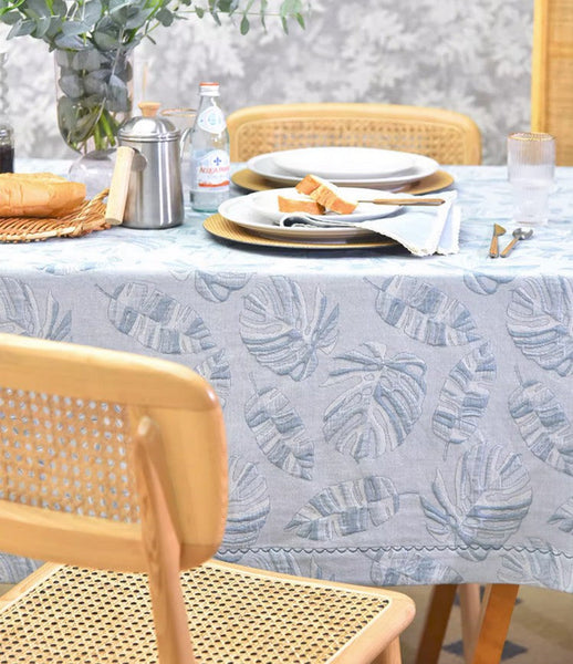 Large Rectangle Table Covers for Dining Room Table, Square Tablecloth for Round Table,Monstera Leaf Modern Table Cloths for Kitchen, Simple Contemporary Cotton Tablecloth-HomePaintingDecor