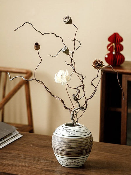 Centerpiece on Dining Table, Handmade Pottery Flower Vases Urn, Large Flower Vase on Table, Modern Bouquet Flower Vases, Water Holding Flower Vases-HomePaintingDecor