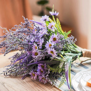 Myosotis Lovegrass, Daisy, Salvia, Beautiful Spring Flower Arrangement for Living Room, Ctreative Modern Artificial Floral for Home Decoration-HomePaintingDecor