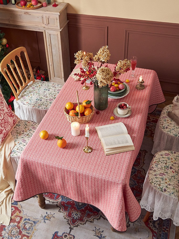 Simple Modern Rectangle Tablecloth for Dining Room Table, Knitted Plaid Embroidery Farmhouse Table Cloth, Square Tablecloth for Round Table-HomePaintingDecor