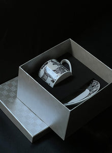 Unique Tea Cup and Saucer in Gift Box, Zebra Jungle Bone China Porcelain Tea Cup Set, Royal Ceramic Cups, Elegant Ceramic Coffee Cups