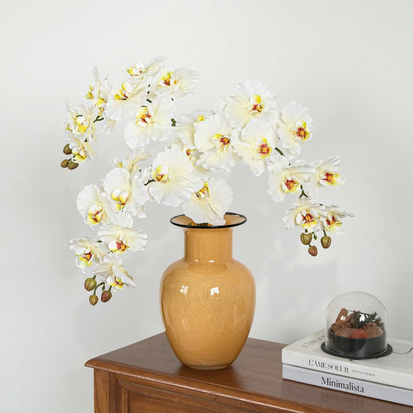 Handmade Liuli Vases, Color Glaze Vase, Contemporary Vases for Modern Home Decor, Yellow Glass Bud Vases, Centerpiece Vases on Table-HomePaintingDecor