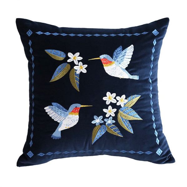 Large Modern Throw Pillows, Decorative Pillow Arrangement Ideas for Couch, Vintage Decorative Pillows, Embroidered Birds Cushion, Decorative Pillows for Couch-HomePaintingDecor