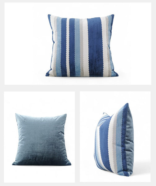 Contemporary Square Modern Throw Pillows for Couch, Large Abstract Blue Decorative Throw Pillows, Simple Throw Pillow for Interior Design, Modern Sofa Pillows-HomePaintingDecor