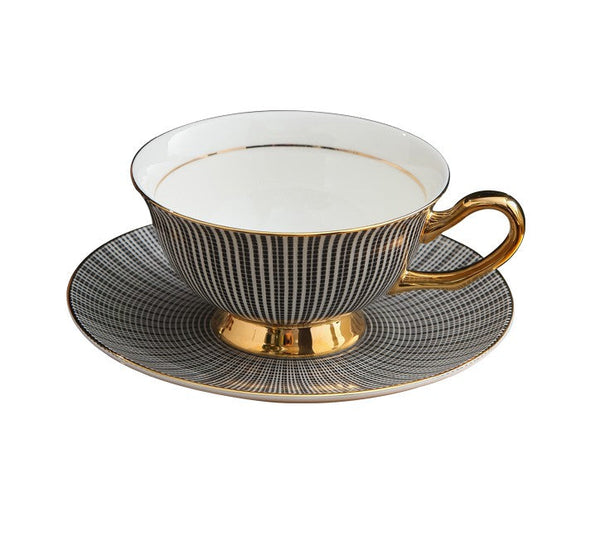 Elegant Ceramic Cups, Unique Modern Coffee Cup and Saucer, Creative Porcelain Tea Cup Saucer Set, Beautiful British Tea Cups-HomePaintingDecor