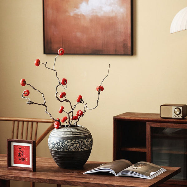 Large Pottery Flower Vases Urn, Centerpiece on Dining Table, Flower Vase on Table, Handmade Water Holding Flower Vases, Modern Bouquet Vases-HomePaintingDecor