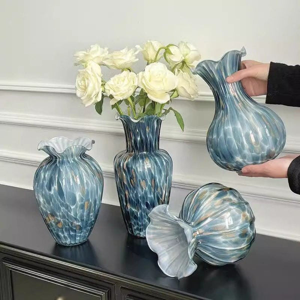 Modern Glass Bud Vases, Centerpiece Vases on Table, Handmade Liuli Vases, Color Glaze Vase, Contemporary Vases for Modern Home Decor-HomePaintingDecor