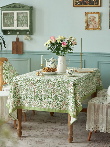 Large Rectangle Tablecloth for Dining Room Table, Square Tablecloth for Round Table, Farmhouse Table Cloth, Flower Pattern Tablecloth-HomePaintingDecor