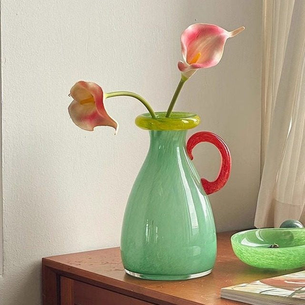 Small Flower Vase, Modern Glass Flower Vases, Handmade Glass Bud Vases, Water Holding Flower Vases, Flower Vases on Table-HomePaintingDecor