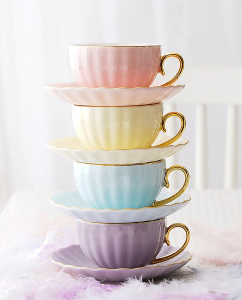 Beautiful British Tea Cups, Unique Traditional Afternoon Tea Cup and Saucer, Elegant Ceramic Coffee Cups, Royal Porcelain Tea Cup Set-HomePaintingDecor