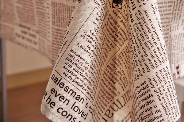 NEWS LETTER - Black White Tablecloth, Table Linen Wedding Home Decor Dining Kitchen-HomePaintingDecor