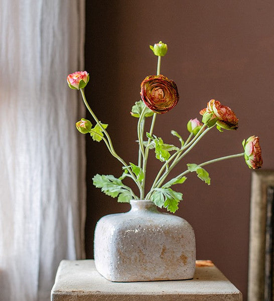 Dining Room Flower Arrangement Ideas, Ranunculus Asiaticus Flowers, Simple Modern Floral Arrangement Ideas for Home Decoration, Spring Artificial Floral for Bedroom-HomePaintingDecor