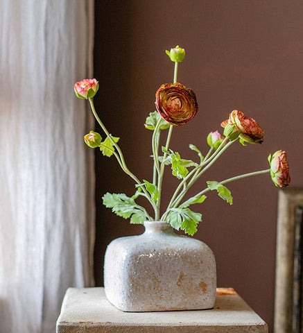 Dining Room Flower Arrangement Ideas, Ranunculus Asiaticus Flowers, Simple Modern Floral Arrangement Ideas for Home Decoration, Spring Artificial Floral for Bedroom-HomePaintingDecor