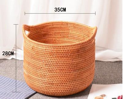 Large Woven Storage Basket with Handle, Large Rattan Basket, Large Round Storage Basket for Bathroom-HomePaintingDecor