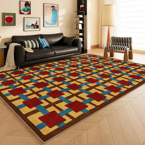 Geometric Contemporary Rugs, Modern Living Room Rug Ideas, Mid Century Modern Rugs, Contemporary Abstract Rugs for Dining Room-HomePaintingDecor