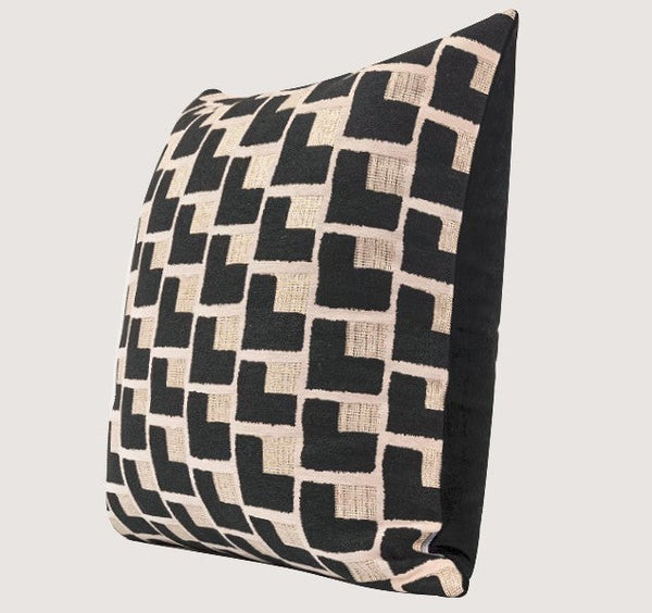 Black Chequer Modern Sofa Throw Pillows, Abstract Contemporary Throw Pillow for Living Room, Large Decorative Throw Pillows for Couch
