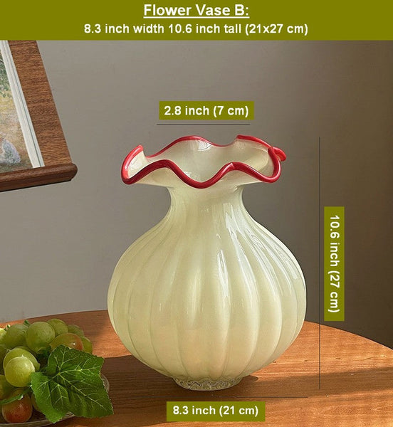 French Vintage Glass Flower Vases, Glass Bud Vases, Flower Vases on Table, Handmade Water Holding Flower Vases-HomePaintingDecor