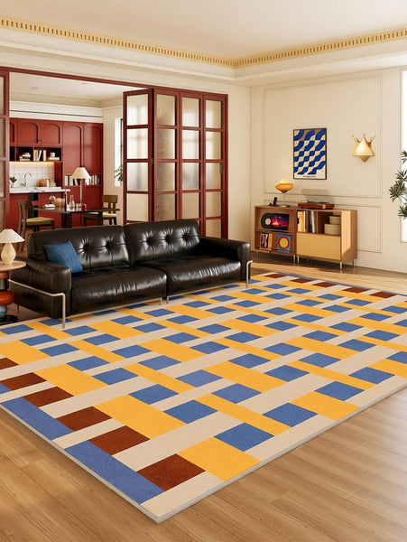 Abstract Area Rugs for Living Room, Contemporary Modern Rugs Next to Bed, Geometric Modern Rugs under Dining Room Table, Modern Carpets for Office-HomePaintingDecor