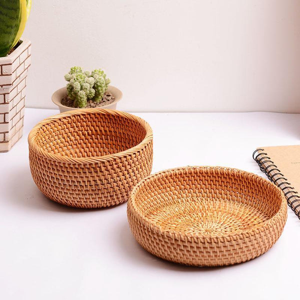 Small Storage Basket, Round Storage Basket, Woven Storage Baskets for Kitchen, Storage Basket for Dining Room-HomePaintingDecor