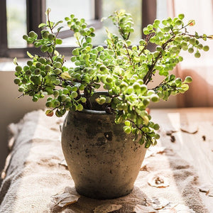 Flower Arrangement Ideas for Living Room, Green Cranberry Fruit Branch, Modern Artificial Flowers for Home Decoration, Spring Artificial Floral for Bedroom-HomePaintingDecor