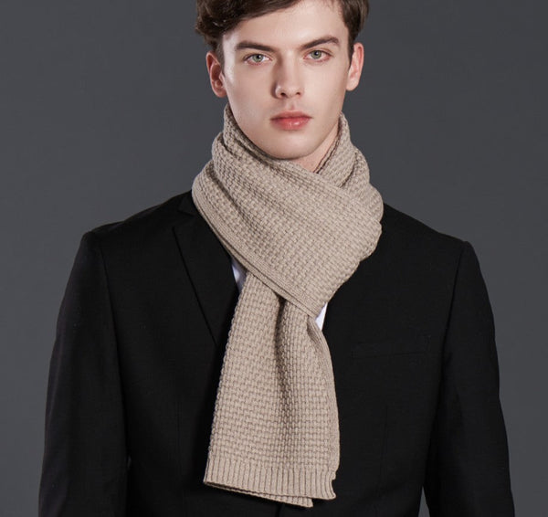 Simple Business Formal Men Scarf Styles, Red Thick Wool Scarf, Wool Scarf for Gentleman, Men's Winter Scarf, Casual Scarf Men, Men's Wool Scarf Winter, Fashion Scarf-HomePaintingDecor