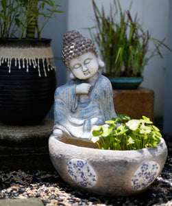 Sitting Buddha Flowerpot, Buddha Statue, Garden Decor Ideas, Large Figure Statue for Garden Ornaments, Villa Courtyard Decor, Outdoor Decoration Ideas-HomePaintingDecor
