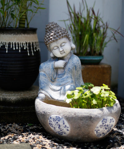 Sitting Buddha Flowerpot, Buddha Statue, Garden Decor Ideas, Large Figure Statue for Garden Ornaments, Villa Courtyard Decor, Outdoor Decoration Ideas-HomePaintingDecor