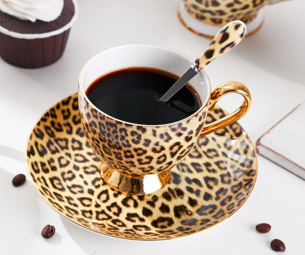 Unique Ceramic Coffee Cups and Saucers, Creative Ceramic Coffee Cups, Beautiful British Tea Cups, Creative Bone China Porcelain Tea Cup Set-HomePaintingDecor