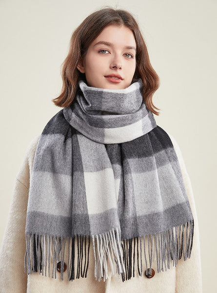 Soft Wool Scarf for women, Wool Scarf for Women, Plaid Winter Shawl, Christmas Holiday Gift, Evening Wrap, Large Winter Shawl, Elegant Shawl, Warm Cape, Winter Scarves-HomePaintingDecor