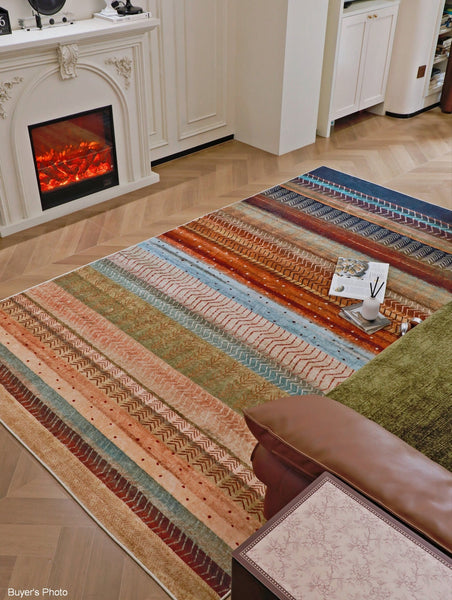 Contemporary Rugs for Bedroom, Mid Century Modern Rugs Next to Bed, Bohemian Style Carpets for Living Room, Colorful Abstract Rugs for Dining Room-HomePaintingDecor