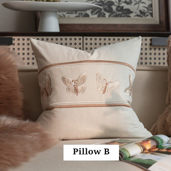 Decorative Pillow Arrangement Ideas for Couch, Modern Decorative Pillows for Bedroom, Embroidered Butterfly Pillow Covers, Large Decorative Throw Pillows for Living Room-HomePaintingDecor